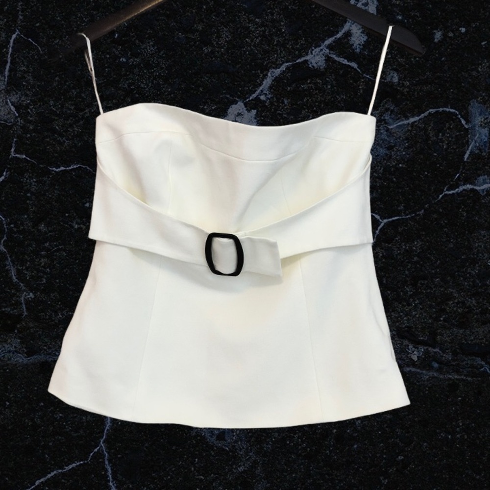 Trina Turk Strapless Ivory Top w/ Buckle